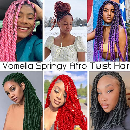 Afro Twist Hair 6Packs 24Inch Springy Afro Twist Hair Synthetic Marley Crochet Braiding Hair (24 Inch (Pack of 6), D-Green) ¡¦