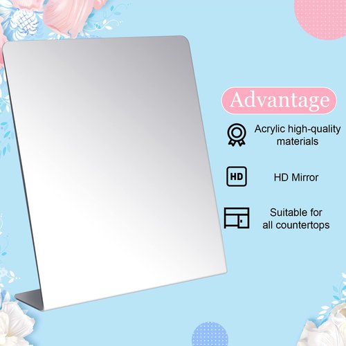 Amyhill 2 Pcs Counter Top Mirror Freestanding Mirror Single Sided Acrylic Desk Glass for Tabletop Bedroom, Office, Bathroom, Dorm, Home (8.5 x 11 Inch)