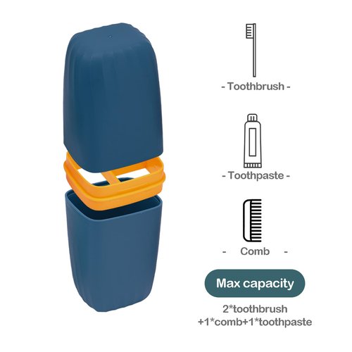 Jeopace Toothbrush Cup Toothbrush Holder with Cover Travel Boothbrush Holder Portable Toothbrush Case and Carrier for Bathroom School Business Trip(Blue)