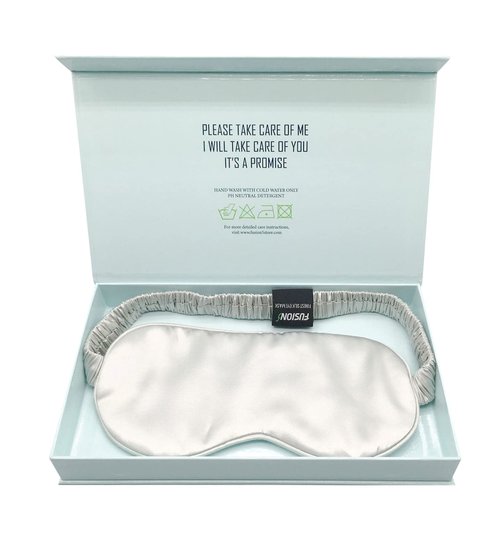 Fusion5 Silk Eye Mask with Elastic Band - 100% Pure Mulberry Sleep Mask - 25 Momme, Anti-Aging, Hypoallergenic, Blocks Light - Soft & Smooth Night Eye Cover for Sleeping & Travel with Box