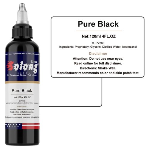 Nazzor Tattoo Ink Black Tattoo Ink 3.4oz(100ml) Black Ink Tattoo for Shading and Lining Smooth Consistent Pigment Professional Tattoo Inks
