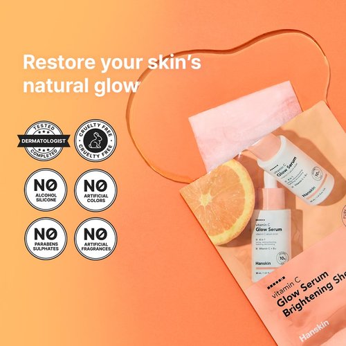 Hanskin Vitamin C Glow Sheet Mask – Korean Face Mask with Vitamin C & Niacinamide | Revitalizing, Radiant-Looking, Healthy Glow Skincare, 10EA