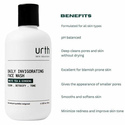 Urth Face Wash with White Tea & Ginseng Invigorating Daily Cleanser 8oz