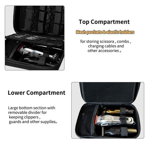 Hard Travel Case for Hair Clippers, Hair Cutting Barber Supplies Holder, Trimmer Organizer Storage Bag for Ufree/Hatteker/Oneisal/Wahl 5Star/Andis Men Razor Guard Grooming Kits (Bag Only) (Black)