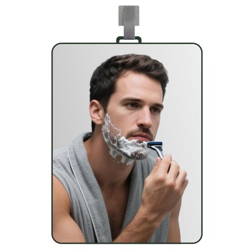 LUNCHIS Shower Mirror Fogless for Shaving Men Fog Free Anti Fog Bathroom No Fog Proof Anti-Fog Hanging Shatterproof RV (9” x 7”)