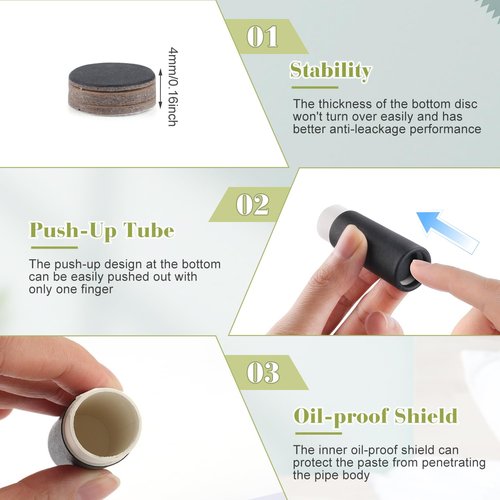 BOSMIOW 20Pcs 7g Paperboard Lip Balm Tubes Lipstick Containers Round Refillable Kraft Containers for Solid Ointment Deodorant Sample Vial DIY Cosmetic Storage,Push-Up Style,Black