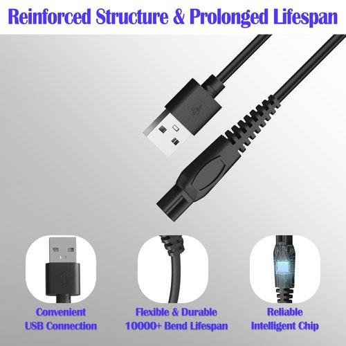Cordro Charger Cable Compatible with Ufree/Brightup/VIKICON Beard Trimmer All-in-one Multifunctional Grooming kit Hair Clippers USB Cable