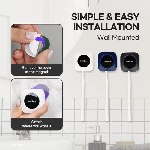HubiCare Toothbrush Case, Toothbrush Covers with Holder, Rechargeable Travel Home Toothbrush And Holder, Cleaner Case for All Electric And Manual Toothbrushes (Black)