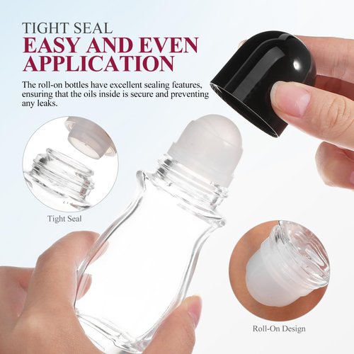 4 Pcs Refillable Glass Roller Ball Bottles for Essential Oils, 50ml Empty Roll-on Containers with Leak-Proof Design, Ideal for Perfumes, Skincare, and Travel Use