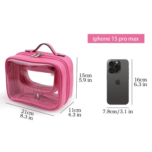 Lychii TSA Approved Toiletry Bag, Clear Travel Bag for Liquids Toiletries, Makeup Cosmetic Bag Organizer, Carry on Travel Accessories Essentials, Rose Red