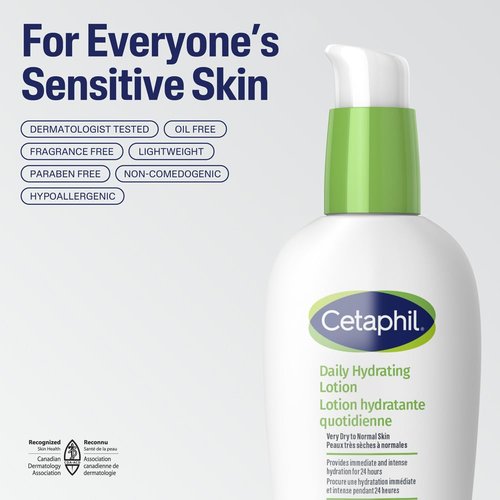 Cetaphil Daily Hydrating Lotion with Hyaluronic Acid - 24Hr Hydration - Fragrance-Free, Paraben-Free - For Dry and Sensitive Skin, 88ml