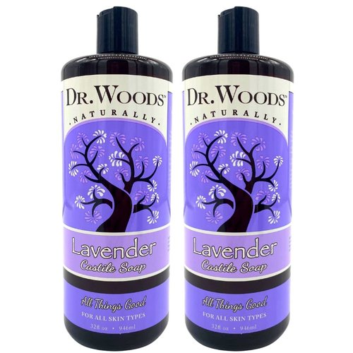 Dr. Woods Lavender Liquid Castile Soap - Castile Soap with Pure Lavender Oil, Body Wash for Men and Women, Natural Cleanser for Face, Hands, and Body - 32 Fl Oz, Pack of 2