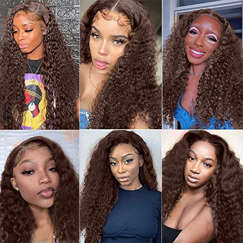 #4 Chocolate Human Hair Bundles Deep Wave Bundles 18 18 18 Inch Brown Unprocessed Brazilian Virgin Hair 3 Bundle 50 Gram Per Bundle Deals Quick Weave Hair Extensions