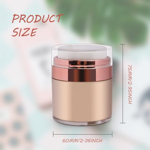 Cositina 4 Pack Airless Pump Jars,1.7Oz/50ml Empty Acrylic Airless Makeup Cosmetic Jar with Press Pump,Refillable Travel Lotion Jar With Lid for Thick Moisturizer,Creams,Gel Lotion,Rose-Golden
