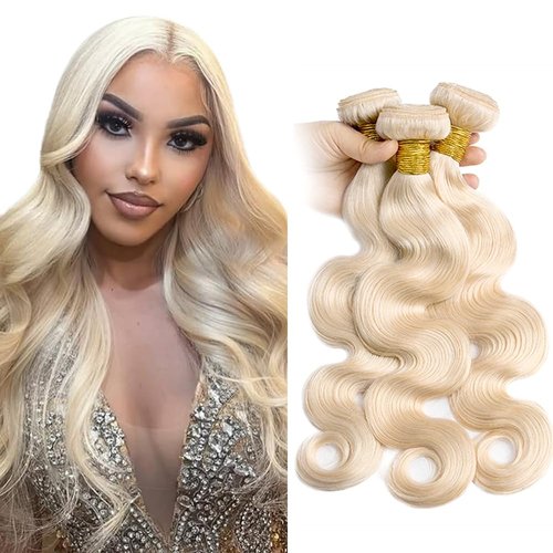 Vinmdonm Blonde Bundles Human Hair 613 Body Wave 3 Bundles 12 14 16 inch Unprocessed Brazilian Virgin Hair Ash Blonde Body Wave Bundle 150g