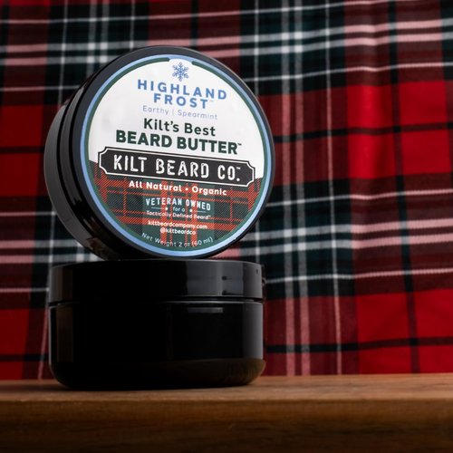 Kilt Beard Co. Highlands Frost Beard Butter for Men- Best beard Moisturizer & Conditioner- All-Natural Shea & Mango Butter- Softens & Hydrates Dry, Coarse Beards- Earthy, Spearmint, & Cypress Scent.