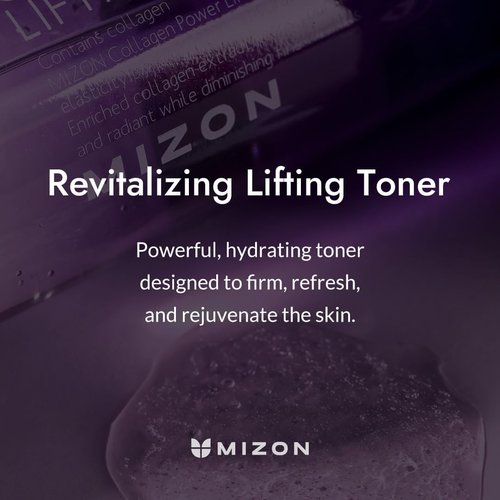 MIZON Collagen Power Lifting Toner Hydrolyzed Collagen with Adenosine Vitamin E Moisturizing Skin Booster for Dry Rough and Aging Skin (120ml 4.06 fl oz)