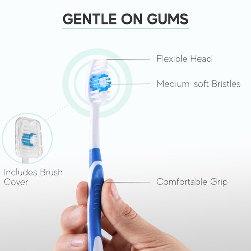 120 Pack Bulk Toothbrushes w/Cover Caps, Individually Wrapped Disposable Travel Toothbrush, Value Size, Long Lasting 3+ Months, Med-Soft Manual Teeth Brush Bristles, 4 Colors (Red Green Blue Pink)