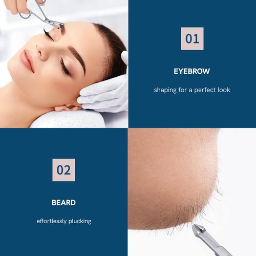 Professional Scissor Tweezers - 3Cr13 Stainless Steel Tweezers with Handles, Larger Grabbing Surface Area, Precision Eyebrow Tweezers for Women and Men Facial Hair