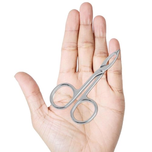 WLLHYF 2 Pieces Eyebrow Scissor Handle Tweezer Plucker Straight Tip Brow Scissors Remover Facial Hair Eyebrows Care Wig Plucking for Women(Silver and Black)