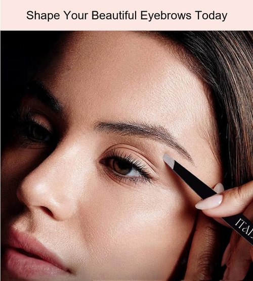 ITALLY Professional Eyebrow Tweezers Slant Tip, Grabs any Hair, Premium Stainless Steel, The Best Precision, Portable Beauty Tool for Eyebrows, Facial Hair, Ingrown Hair, Fine Hair, Blackhead (Black)