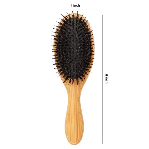 Belula Organic Hair Care Set - Boar Bristle Brush and Detangler for Shiny, Textured Hair
