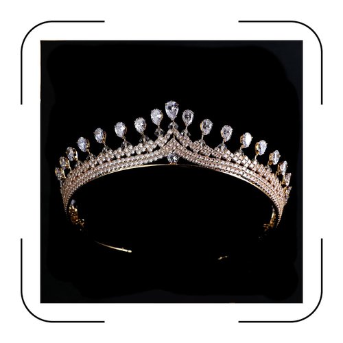 Graceful Zircon Bridal Tiara for Wedding Princess Head Piece Zirconia Royal Queen Crowns for Bride Adult Crystal Hair Accessories (C Gold)