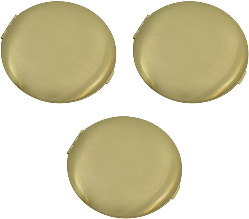 Stephanie Imports Set of 3 Double Sided Magnifying Compact Mirrors with Brushed Metal Finish (Gold, Round)