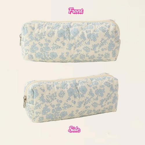 SoGhhd Cute Mini Quilted Makeup Bag for Women Travel Cosmetic Bags Lightweight Coquette Aesthetic Floral Toiletry Organizer Case (Floral#01)