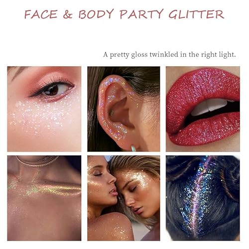 Holographic Body Glitter Gel for Body Face Hair Lip Makeup, Sparkling Glitter Long-Lasting Waterproof Liquid Sequins for Women Girls Perfect for Music Festival Halloween Concerts Art Party(04)