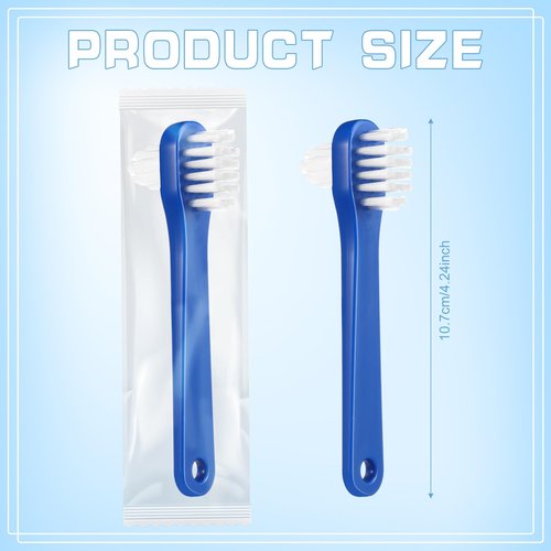 Qinyoung 50 Pcs Denture Brush Individually Dual Headed Firm Hard Bristle Toothbrush Denture Cleaner Brush for Cleaning Dentures, Retainers, False Teeth, Braces