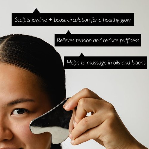 UPCIRCLE Gua Sha Facial Tool - Relieves Tension, Aids Lymphatic Drainage + Boosts Circulation for A Healthy Glow – Stainless Steel Tool