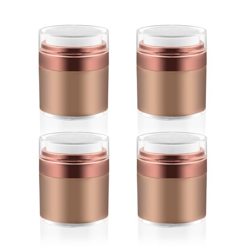 Cositina 4 Pack Airless Pump Jars,1.7Oz/50ml Empty Acrylic Airless Makeup Cosmetic Jar with Press Pump,Refillable Travel Lotion Jar With Lid for Thick Moisturizer,Creams,Gel Lotion,Rose-Golden