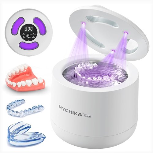 Ultrasonic Retainer Cleaner Machine,45kHz High Frequency,4 Upgraded Modes, Ultrasonic Retainer Cleaner,200ML Dental Cleaning Pod,for Retainers,Night Guards,Aligner,Braces etc.,Iceberg White