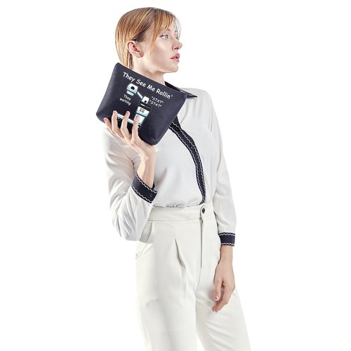 POFULL Xray Tech Gift They See Me Rollin' They waiting Zipper Pouch Makeup Travel Bag Radiologic Technologist Gift (Black They see me Xray Bag)