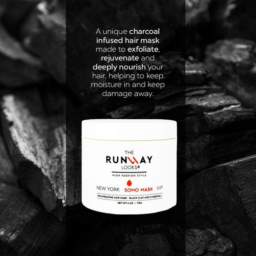 The Runway Looks Soho Rejuvenating Hair Mask, Black Clay Charcoal, Nourishes, Strengthens and Revitalizes Hair, Detoxifies Scalp, Improves Hair Overall Appearance (4oz)