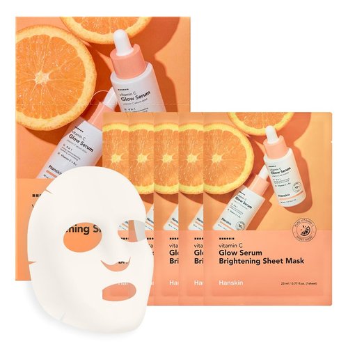 Hanskin Vitamin C Glow Sheet Mask – Korean Face Mask with Vitamin C & Niacinamide | Revitalizing, Radiant-Looking, Healthy Glow Skincare, 10EA