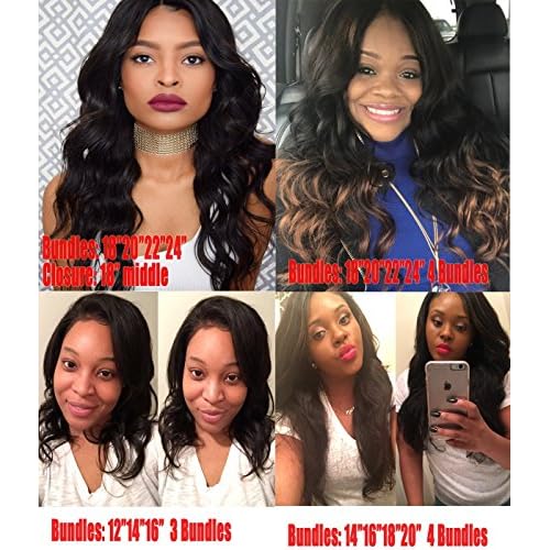 Beauty Forever Indian Body Wave Hair 3 Bundles Hair Extensions 100% Unprocessed Human Virgin Hair Weaves Natural Color 95-100g/pc (16 18 20)