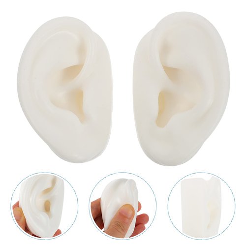 POPETPOP Soft Silicone Ear Model, Ear Model Simulation Display Props Teaching Tools Jewelry Display Earrings 1Pair Size, White,Olive Green, 716RHSB05605S0XGKX