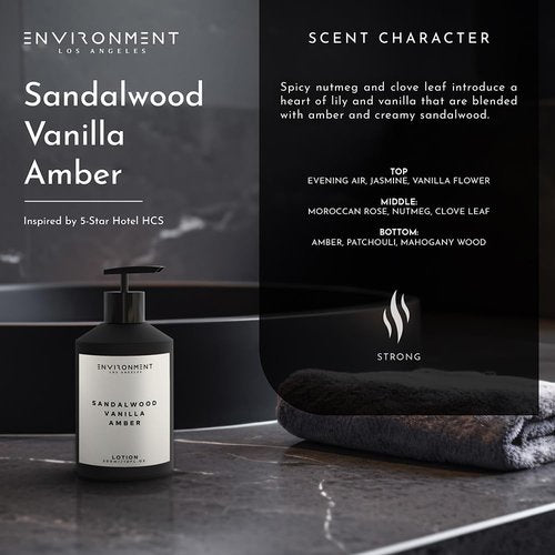 ENVIRONMENT Inspired by 5-Star Resort HCS, 300ml Luxury Scented Lotion (Sandalwood | Vanilla | Amber) Bathroom Luxury, Men & Women High-End Body Lotion, Hand Cream, Dry Skin Treatment