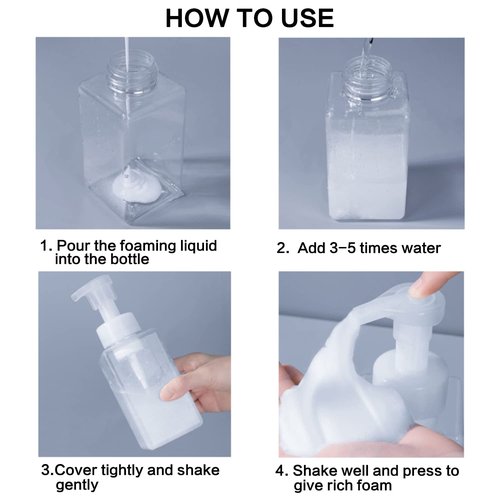 2 PCS-Foaming Soap Dispenser, Hand Soap Dispenser, Refillable Foam Liquid Hand Soap Empty Plastic Pump Bottle Container for Bathroom Vanities, Kitchen Sink, Hospital, Clinic（17 oz ） (Transparent)