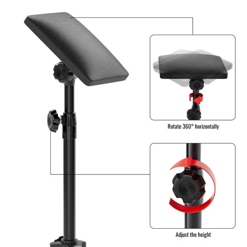 Wormhole Tattoo Arm Rest, Tattoo Chair for client, Tattoo Armrest Stand Tripod, 180° Rotation Adjustable Height and Tilt, Thicken Soft Sponge Pad 8.66*6.69*1.46in, Foldable Arm Rest for Tattoo Studio