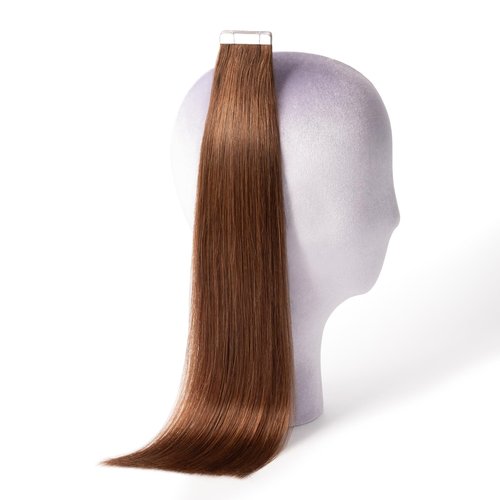 DNE Tape in Hair Extensions Real Human Hair 16 inches 20Pcs/40g/Pack Seamless #4 Medium Brown Dark Color Straight Invisible Double Sided Tape in Hair Extensions for Women/Girls Can Bleached and Curl