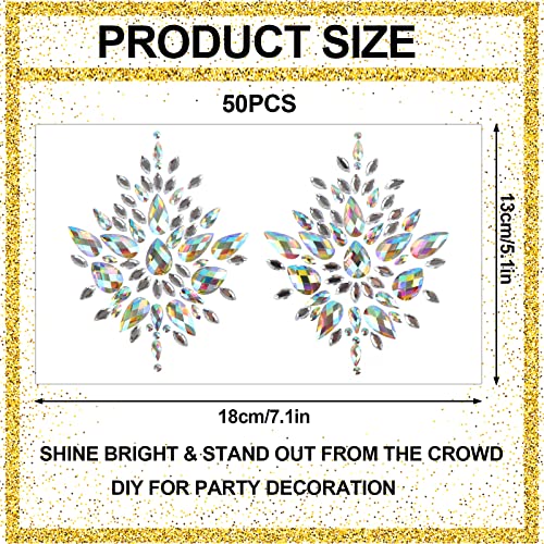50 Sets Rhinestone Body Jewelry Stick On Crystal Costume Tattoo Nipple Crystal Gem Stones Bindi Stickers