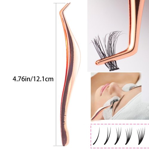 Stainless Steel Eyelash Applicator Tool – Curved Lash Tweezers for Easy Eyelash Extension Application and Removal