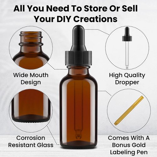 CULINAIRE Glass Dropper Bottles Amber Glass Eye Dropper Bottles for Essential Oil Serum and Liquid Extract, 1oz, Pack of 24