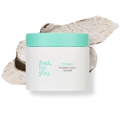Feat By You ViTassie Vita Mellow Cushion Clay Mask for Face - (4.56 fl.oz) Korean Face Mask with Bentonite & Kaolin for Blackheads, Pores & Sebum Control, Gentle Exfoliation, Vegan, Cruelty-Free