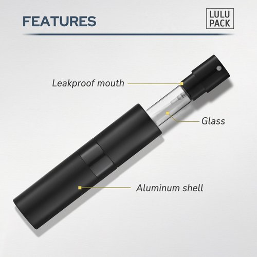 Lulupack Travel Perfume Bottle Refillable - Cologne Spray Atomizer Mini - Small Travel Size Empty Sprayer for Refill Sample Container - Portable Fragrance Decant Dispenser Women Men 10ml 1PCS Black