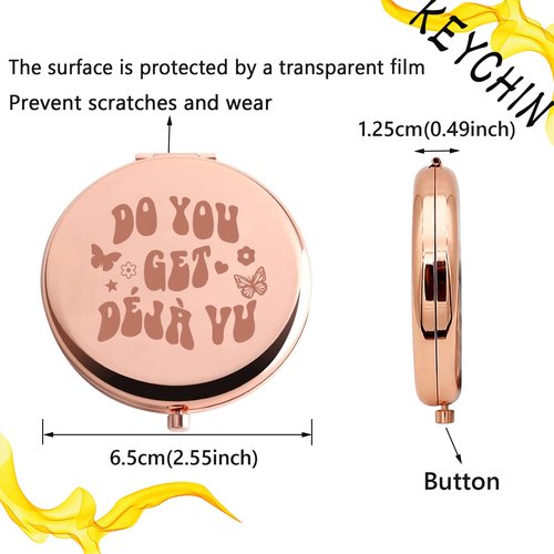 KEYCHIN Music Album Pocket Mirror Singer Fans Gifts Do You Get Deja Vu Music Song Lyrics Compact Makeup Mirror for Women Girls Teenagers (Deja Vu -RG)
