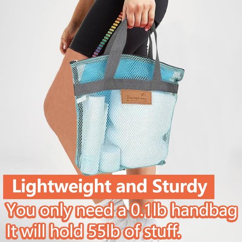 Rotema Mesh Shower Bag with Zipper, 11.8x9.8Inches Small Pool Shower Bag, Men Women Gym Toiletry Essentials, Blue